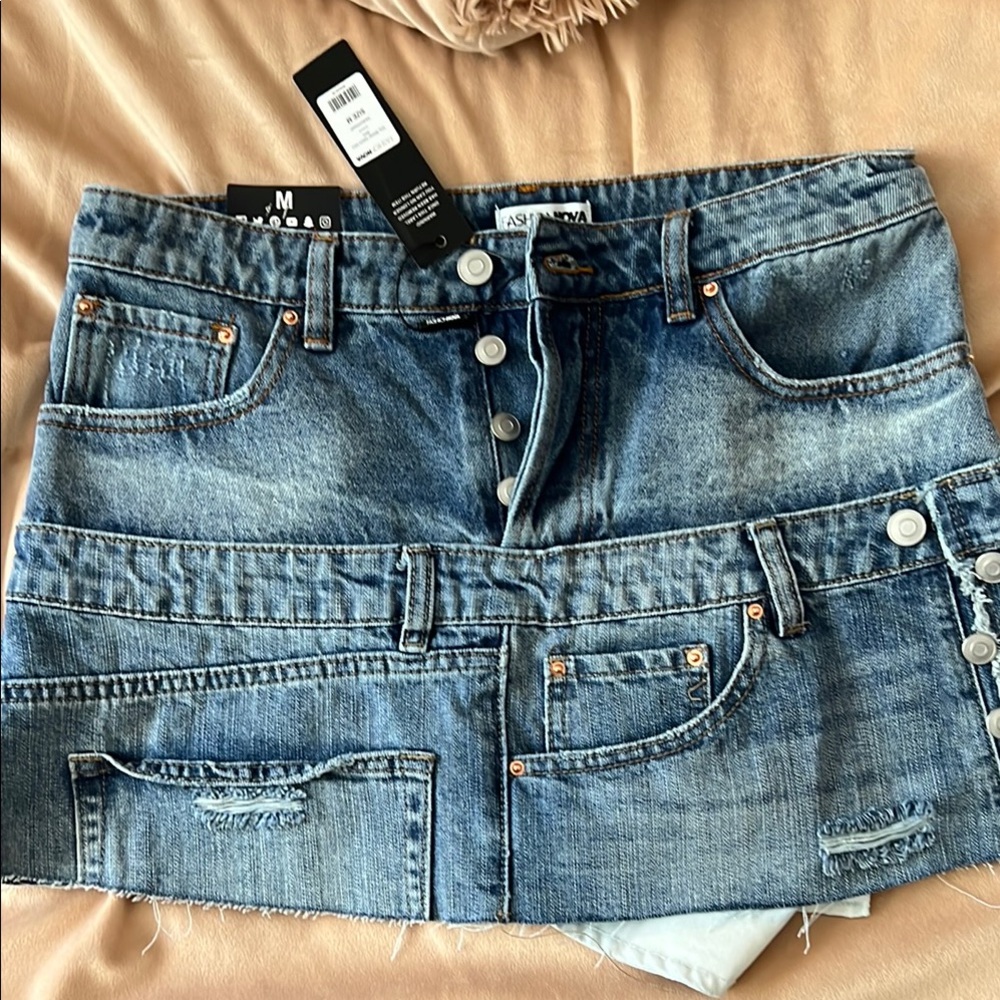 Fashion Nova Blue Cargo Mini Skirt Casual